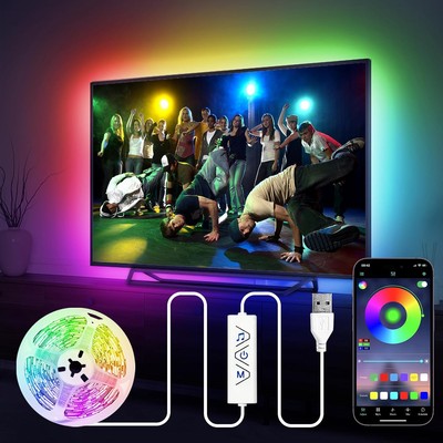 HOUHUI LED Strip Lights 13Ft, RGB Backlight for 1 x 13ft, Multicolor 