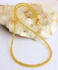 Real Yellow Sapphire Necklace Gemstone Faceted Rondell 925 Silver Collar