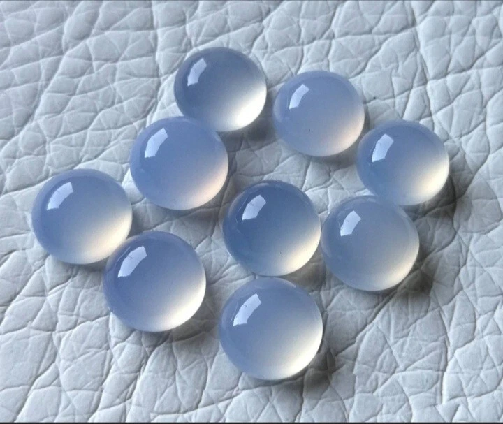 Cabujón de piedras preciosas sueltas de calcedonia azul natural forma redonda 4, 6, 8, 10 mm Foto 3 de 4