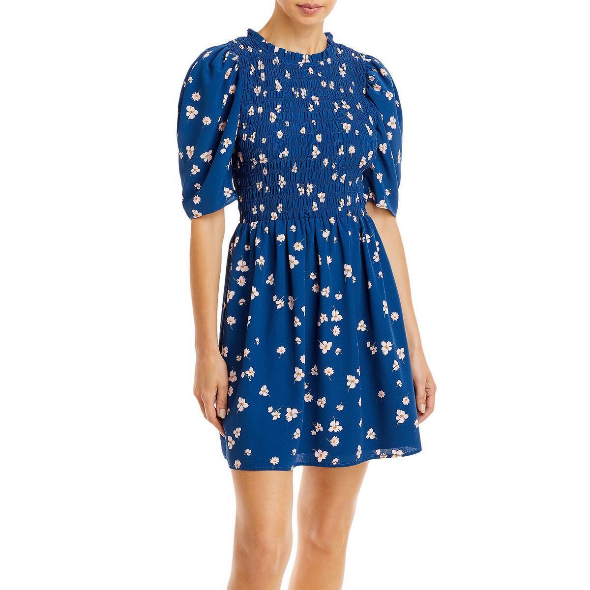 WAYF Womens Floral Print Short Puff Sleeve Mini Dress BHFO 1442