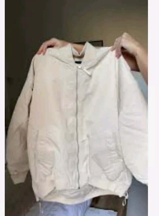 ZARA WEAVE BOMBER JACKET WHITE Cream 5320 833 Size LARGE