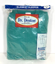 Vintage Dr. Denton Boys Size 10 Blanket Sleeper One Piece Pajama Fleece GREEN