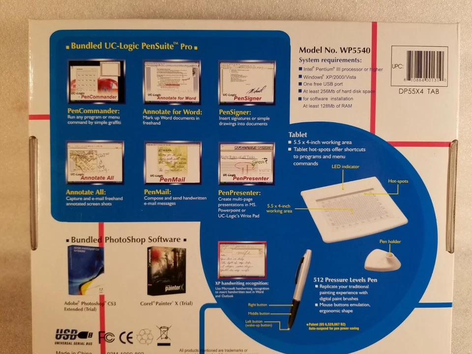 DigiPro Drawing Tablet WP5540 5.5x4" USB Graphics Tablet With Pen Vintage  - Image 2 of 4