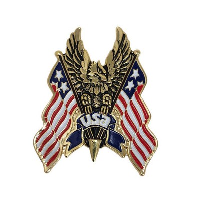 Emblème Adhésif en Métal Avec Drapeau Americaine Et Aigle USA Dimensions 95x95mm