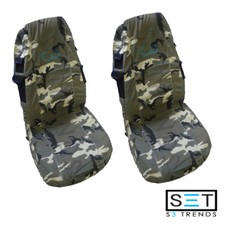 2pc Front Seat Cover Set Army Camo Camoflauge Cargo W Pockets Washable Car