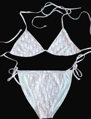 ❤️CHRISTIAN DIOR, Pink Dots MONOGRAM pattern BIKINI SET sz: M