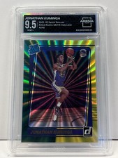 Jonathan Kuminga Graded 9.5 MINT Warriors GR/YW Holo Laser Rated Rookie Card