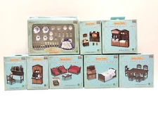 Sylvanian Families classic brown series furniture tableware set bulk EPOCH JAPAN