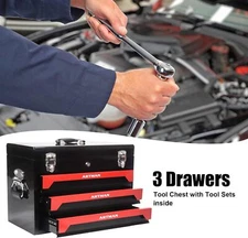 Tool Set Box with Handle & 3-Drawer Heavy Duty Metal Box-439 Piece Tool Kits