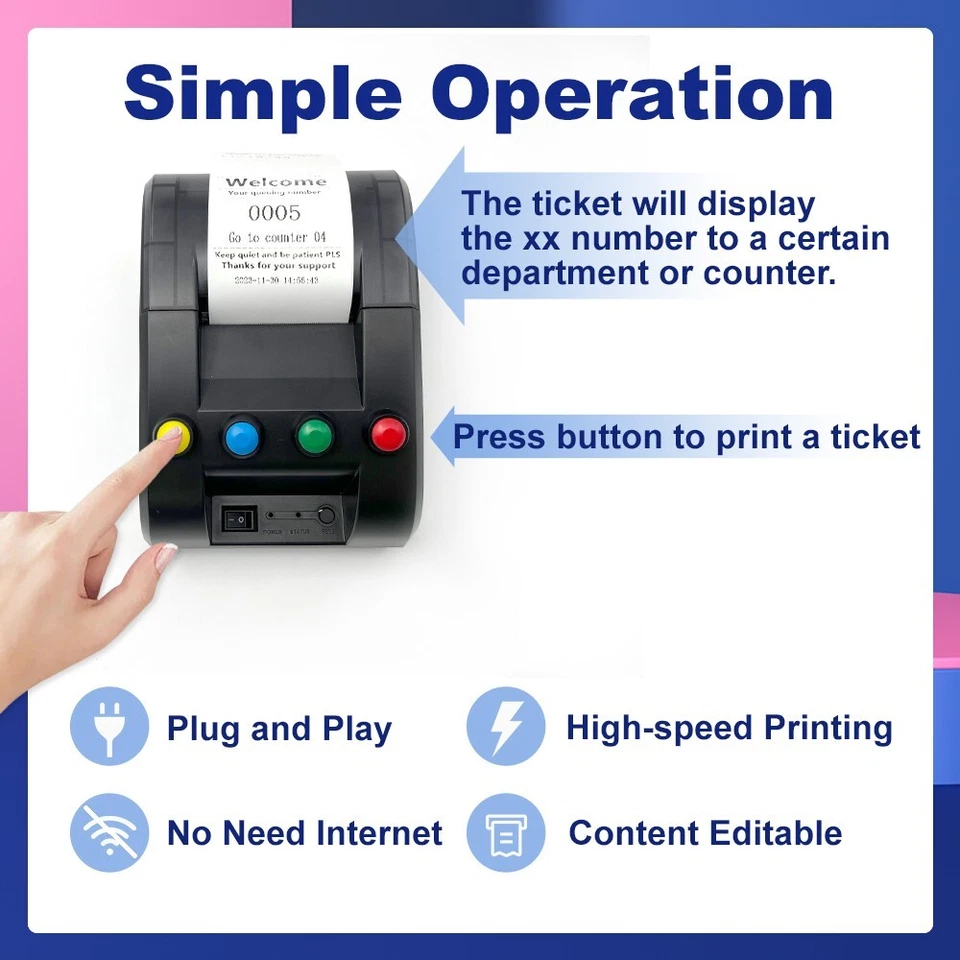 Take a Number Printer Thermal Printer Ticket Machine with Receipt Ticket Roll - Image 3 of 4