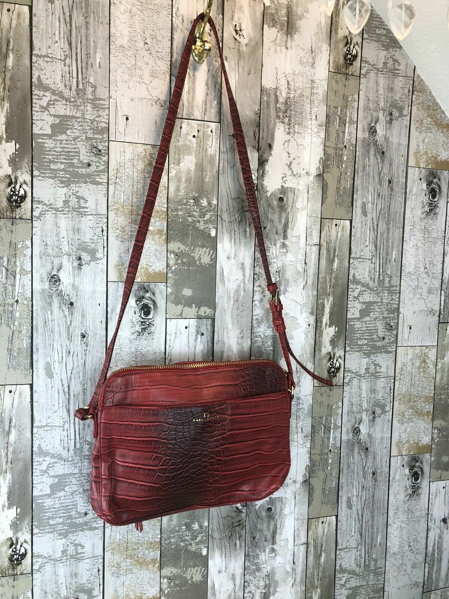 kate landry handbag crossbody red crocodile faux purse | eBay