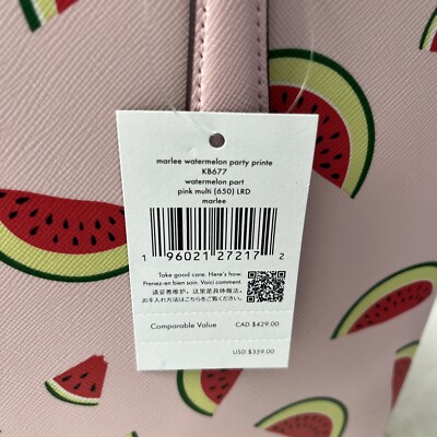 New Kate Spade Marlee Watermelon Party Tote Bag Pink Multi