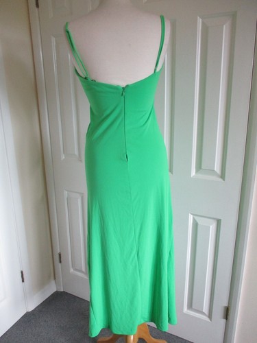 Zara - Lime Green, Ruched/Tie Side, Drape Top, Strappy, Bodycon Maxi Dress - M - Picture 7 of 13