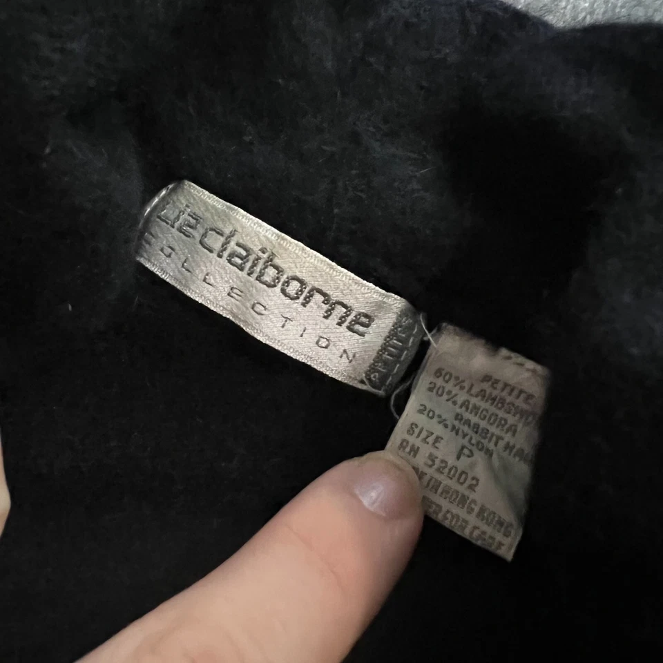 Suéter Liz Claiborne envolvente de lana negro para mujer pequeño Foto 2 de 3