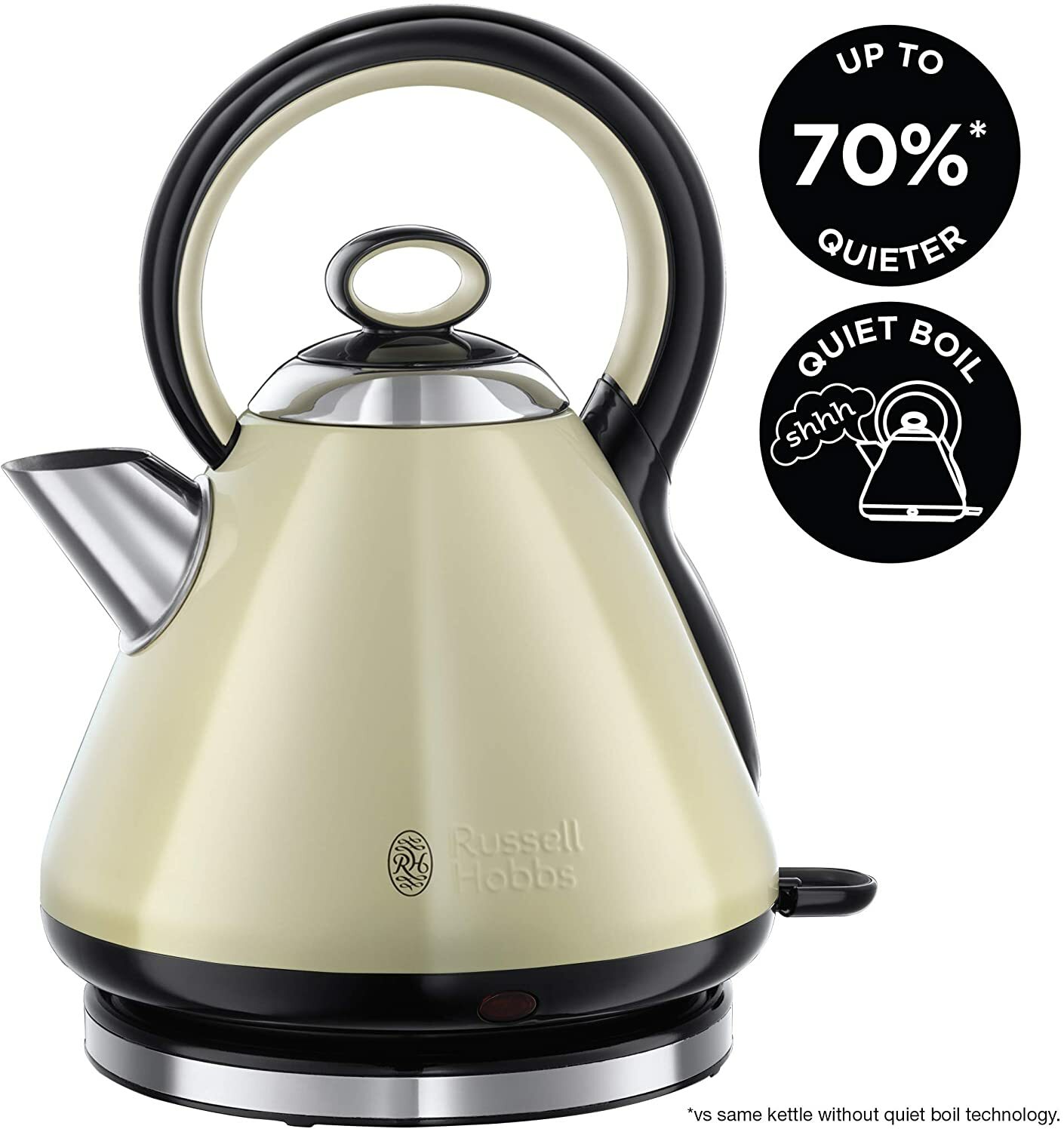 Russell Hobbs 21888 Legacy Quiet Boil Kettle, 3000 W, 1.7 Litre, Cream