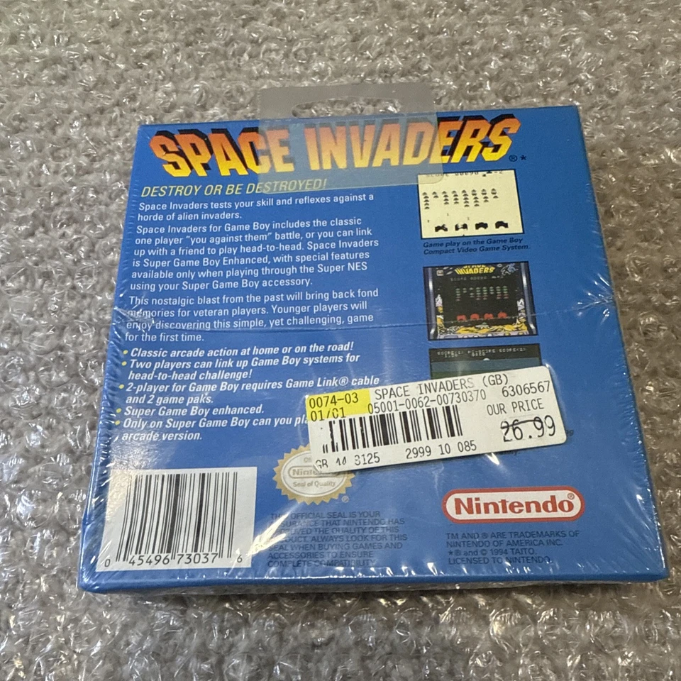 Brand New Sealed Space Invaders (Nintendo Game Boy, 1994) GB Unopened Authentic - Image 2 of 4