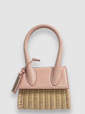 1590 Jacquemus Women's Pink Le Chiquito Moyen Osier Shoulder Top Handle Bag