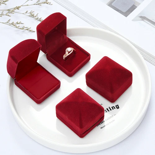 3pc Red Wedding Engagement Luxury Wedding Ring Box Storage Ring Box Jewelry Case - Picture 5 of 10