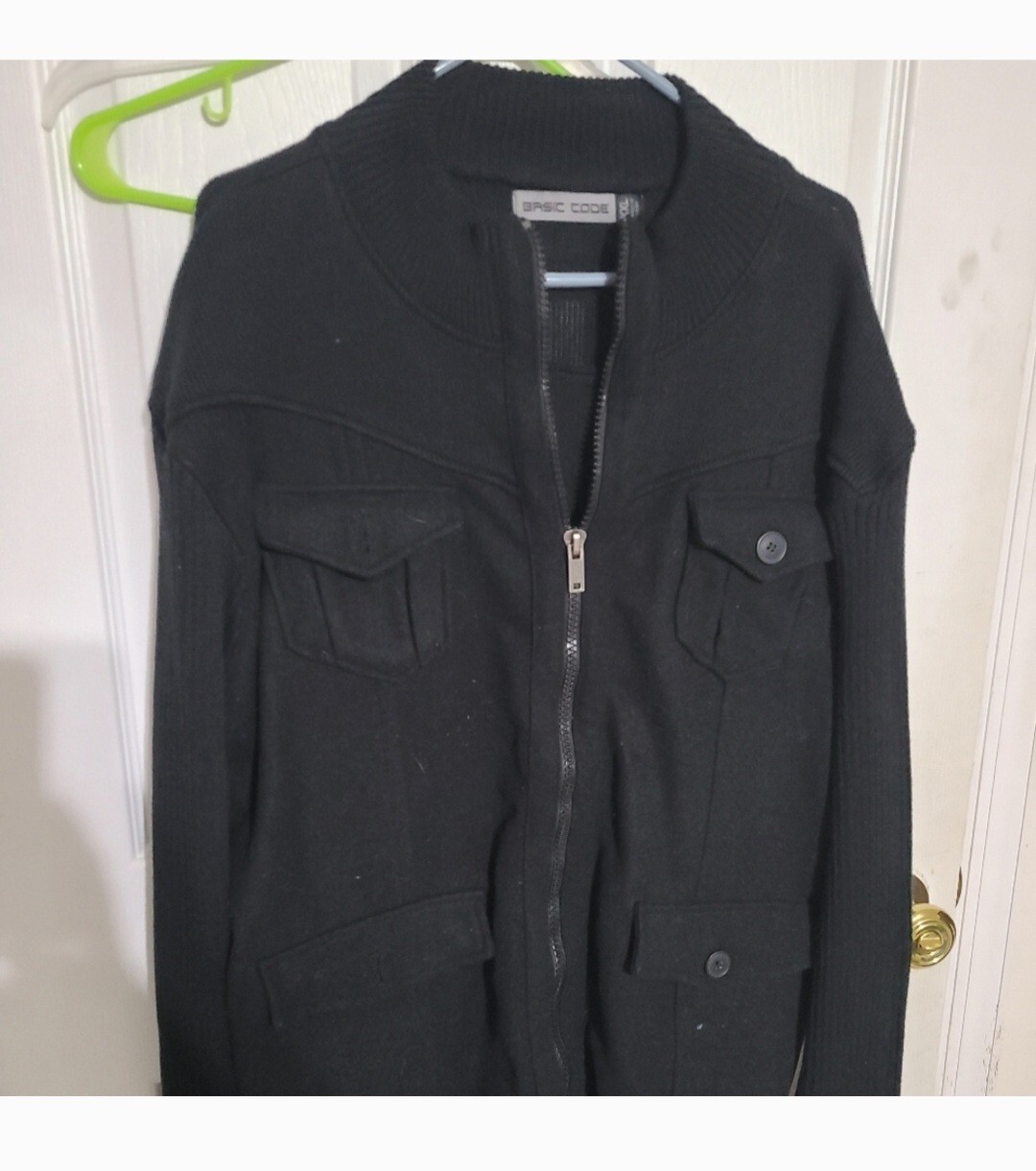 Black Basic Code Sweater Jacket XXL - image 1