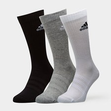 Image of ADIDAS CUSHIONED CREW SPORTS SOCKS Medium Grey Heather / White / Black Comfort