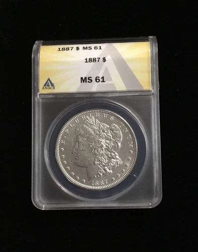 1887 ANACS MS 61 Morgan Silver Dollar, United States of America Silver $1 Coin