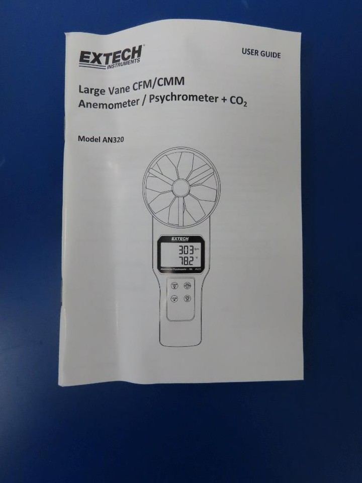 EXTECH AN320 Large Vane CFM/CMM ThermoAnemometer/Psychrometer + Co2 eBay