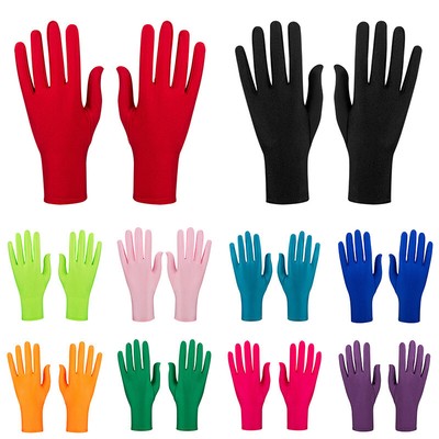 Stretch Sunscreen Gloves Bright Color Spandex Gloves Full Fingers Mittens Soft