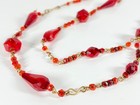This 26" (approximately) red glass bead vintage gold tone (brass tone) necklace  — photo 5