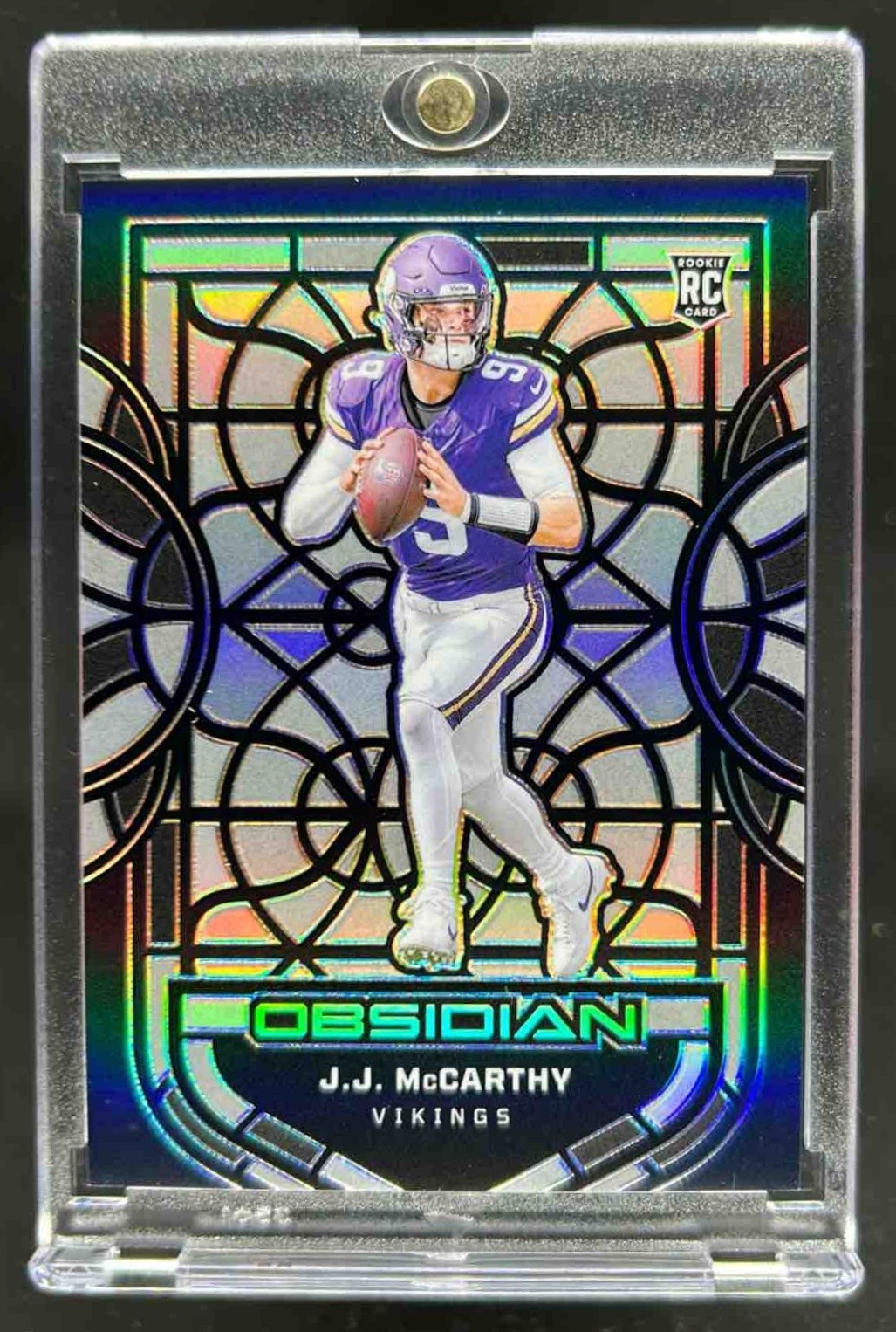 2024 Obsidian JJ McCarthy Black Stained Glass SSP Rookie RC #12 Vikings