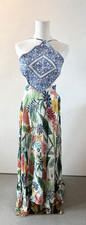 Farm Rio Stunning Handkerchief Tropical Maxi Dress Vacation Resort Sz S NWOT