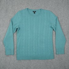 Talbots Sweater Womens M Teal Aqua Cable Knit...