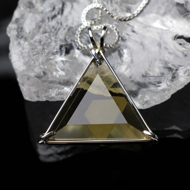 Citrine Star of David Silver Pendant with Triangle Cut and Chain for Metaphysical Healing