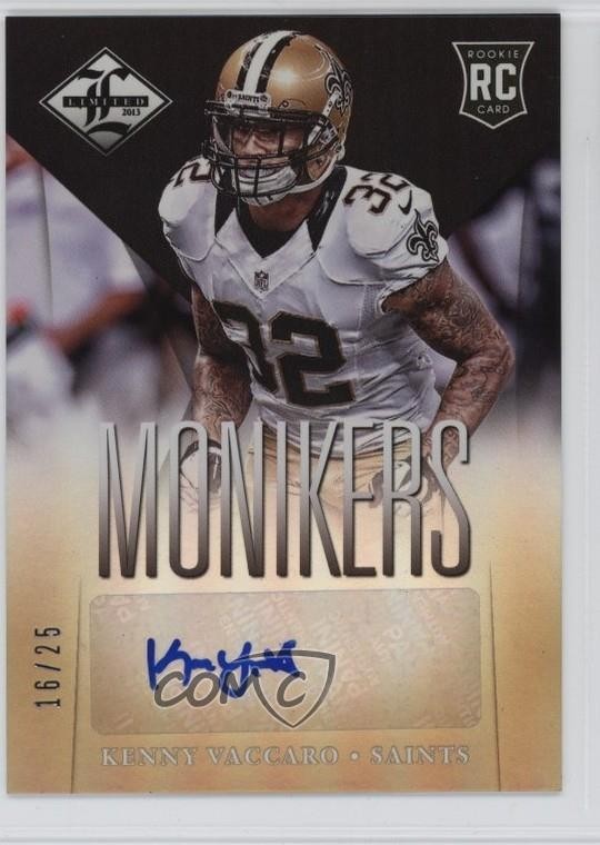 Kenny Vaccaro Panini Limited #180 Monikers Gold-Autograph