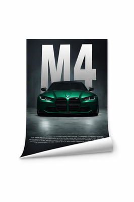 BMW M4 Poster Green Sports Car Wall Art Garage Decor Automotive Print 24x36