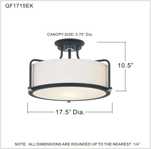 Quoizel QF1715 Calvary 3 Light 18"W Semi-Flush Drum Ceiling - Bronze - Picture 4 of 12