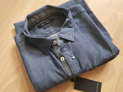 Marc o Polo Hemd Herrenhemd Herren Blau Freizeithemd Gr. L 41/42 Neu