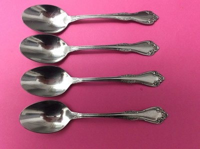 4 Oneida WM A Rogers Deluxe MANSFIELD / AMADEUS Stainless Oval Soup Spoons