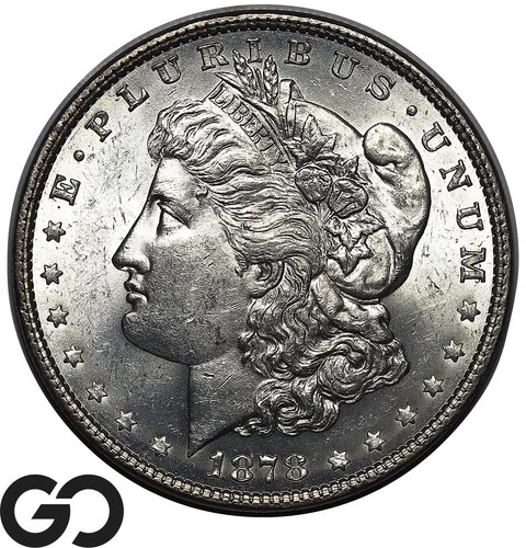 1878 7TF Morgan Silver Dollar Coin, Lustrous BU++ Semi-Better Date!