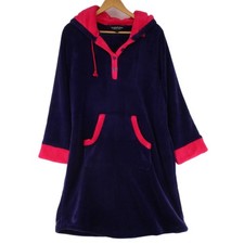 Alexander Del Rossa Women  s Hooded Fleece Nightgown Plush Robe Purple Pink L