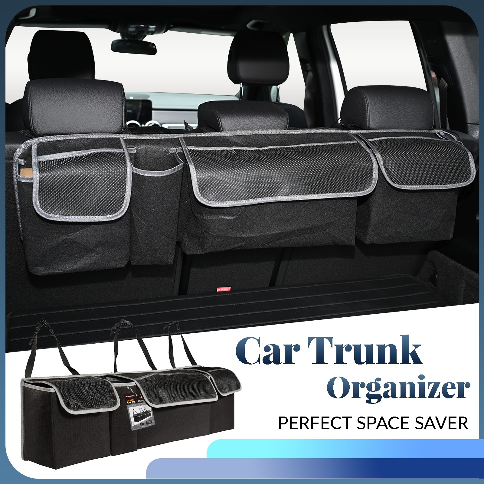 7-Pocket Car Trunk Organizer Storage Bag for Back Seat & Interior Accessories