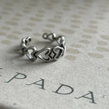 Silpada Oxidized 925 Sterling Silver Hearts Cutout Toe Midi Ring O2029