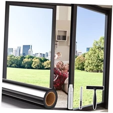  One Way Privacy Window Film, Reflective Mirror 17.5 x 78.7 Inch Black-silver