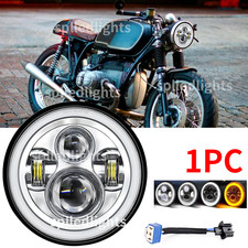 90W LED Headlight Black 7" E MARKED DRL & HALO fit Motorbike Cafe Racer