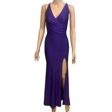 Fashion Nova Cassandra Formal Maxi Dress XS Purple Slit Ruched Bodycon Party
