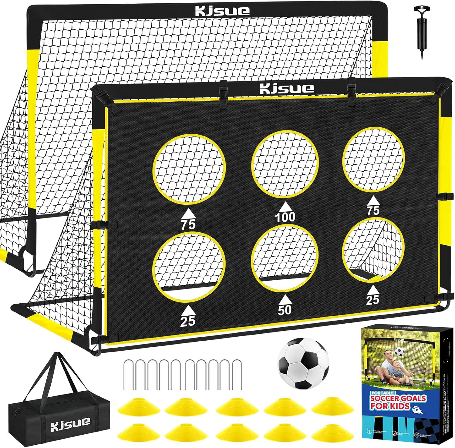 2 Pzs Porterias Futbol Ninos 6x4ft Red Entrenamiento Balon Objetivo Deportes