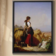 Rustic Oil Painting Canvas Print Rural Artwork Floral Farmhouse Wall Art Decor