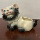 Vintage 1950s Shawnee Pottery Black White Cat Kitty Mini Planter Figurine