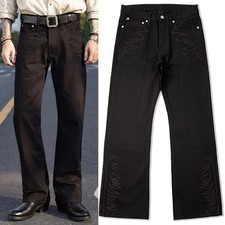 Red Tornado Vintage 14oz Raw Selvedge Denim Pants Men Jeans BOOTCUT Washed Black