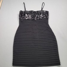 Women's Calvin Klein Layeres Dress with Sequins, Black, Size 12, Pre-Owned