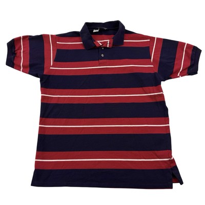 新品Lands'End ラガーシャツ M米国製レッド/ホワイト/ネイビー 新品 Vtg Lands End Red Blue Stripe Polo Shirt Mens L USA | eBay